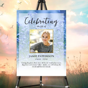 Póster Hermosas Flores Celebración de la Vida Foto Funera