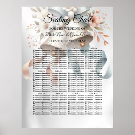 Póster Hermosas flores de casamiento de las campanas rosa