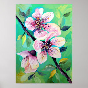Póster Hermosas flores de cerezo japonés Sakura