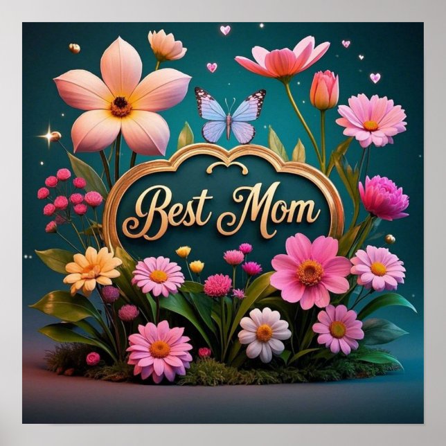Póster Hermosas flores del día de la madre de la glam (Frente)