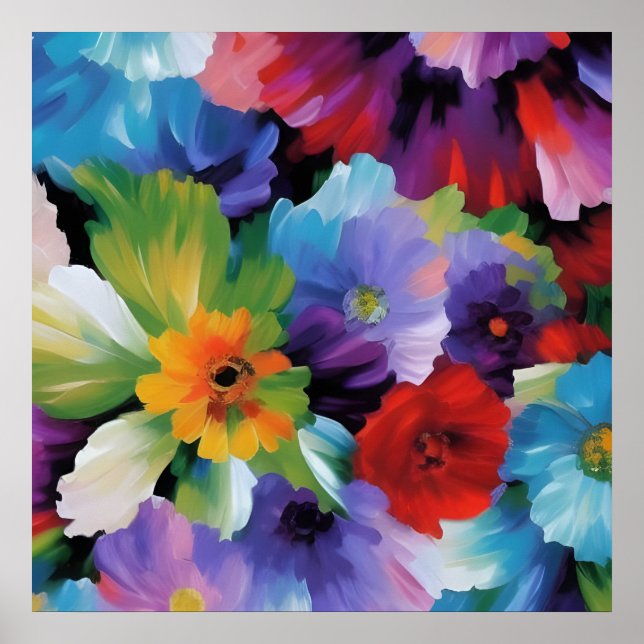 Póster Hermosas flores pintadas (Frente)