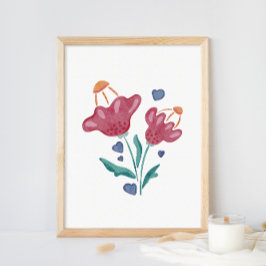 Póster Hermosas flores psicodélicas