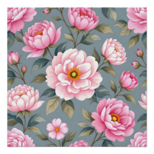 Póster Hermosas flores rosadas en flor
