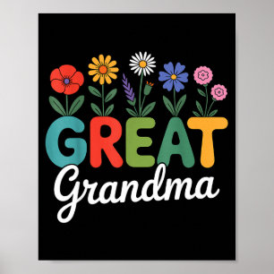 Póster Hermosas flores silvestres abuela floral día de la