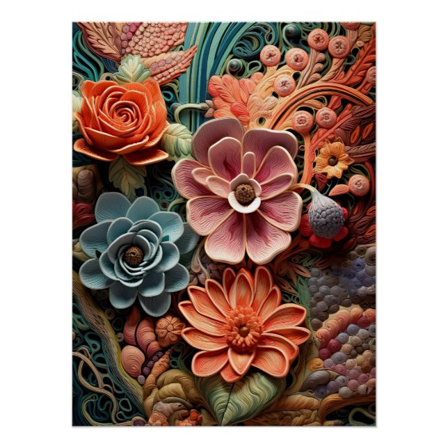 Póster Hermosas Flores Victorianas Florales Elegantes Bon (Anverso)