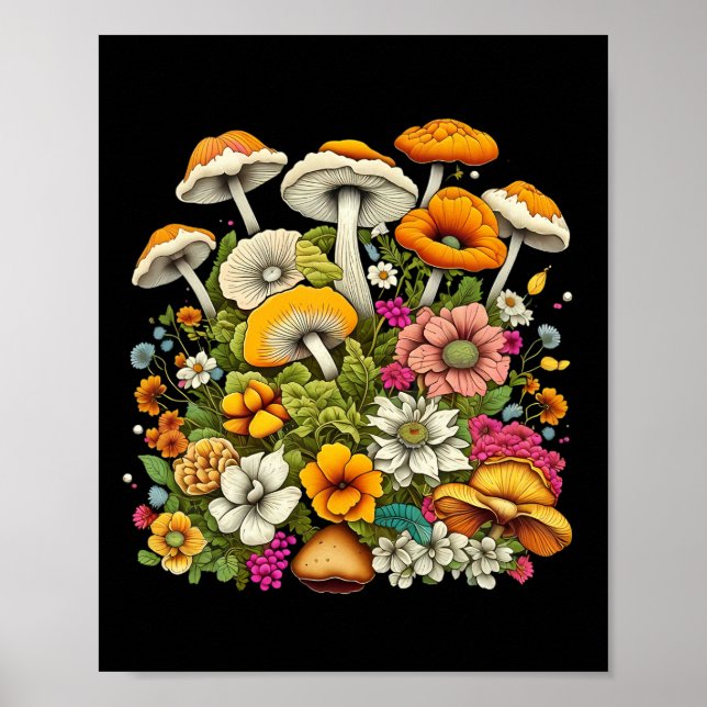 Póster Hermosas Flores Y Hongos (Frente)