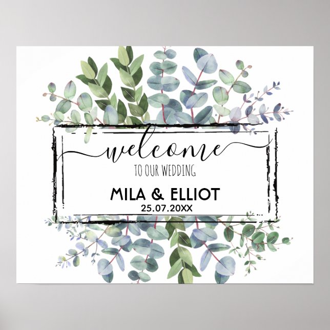 Póster Hermosas flores y poster de eucalipto (Frente)