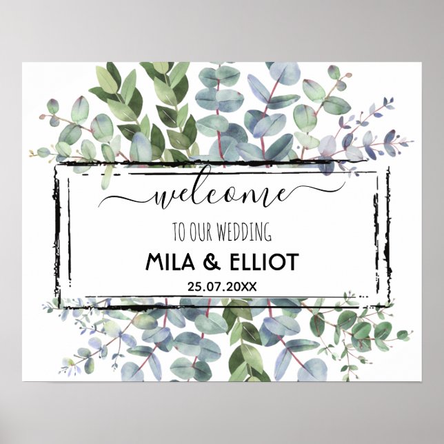 Póster Hermosas flores y poster de eucalipto (Frente)