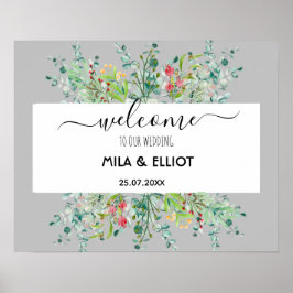 Póster Hermosas flores y poster de eucalipto