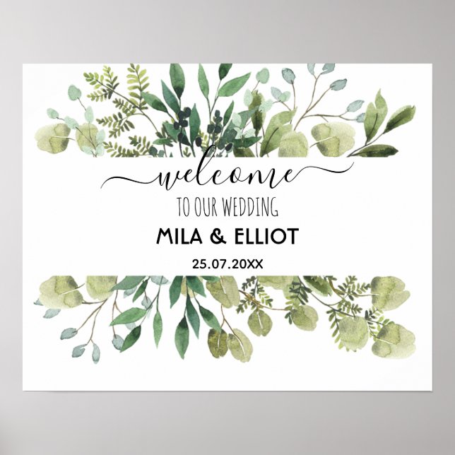 Póster Hermosas flores y poster de eucalipto (Frente)