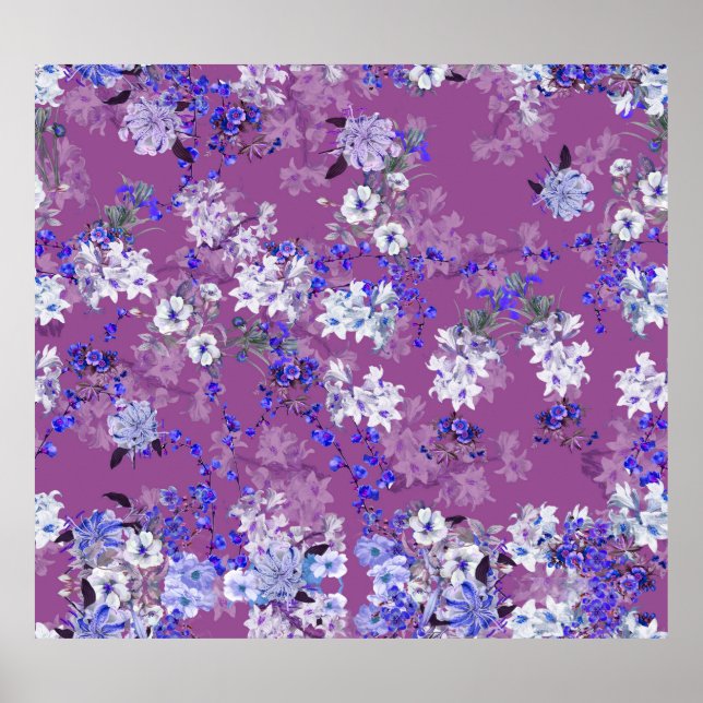 Póster Hermosas flores y ramas de aceite con pinturas muy (Frente)