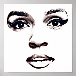 Póster Hermosas mujeres negras se enfrentan a los ojos y 