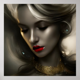 Póster Hermosas mujeres rubias de bronce doradas con labi