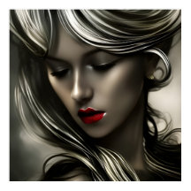 Hermosas mujeres rubias de bronce doradas con labi