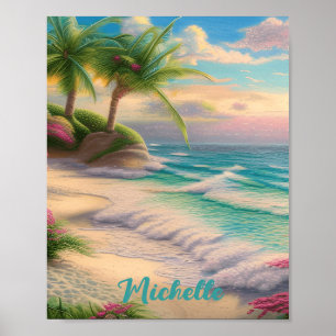 Póster Hermosas olas del océano en la playa