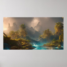 Hermosas palmeras de la selva tropical y río 1