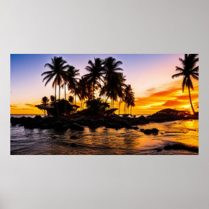 Póster Hermosas palmeras tropicales del Pacífico Sur