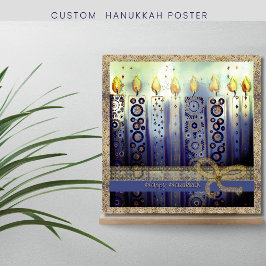 Póster Hermosas velas Feliz Plaza Hanukkah