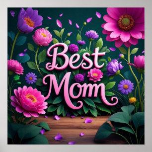 Póster Hermosas y elegantes flores de la mejor mamá