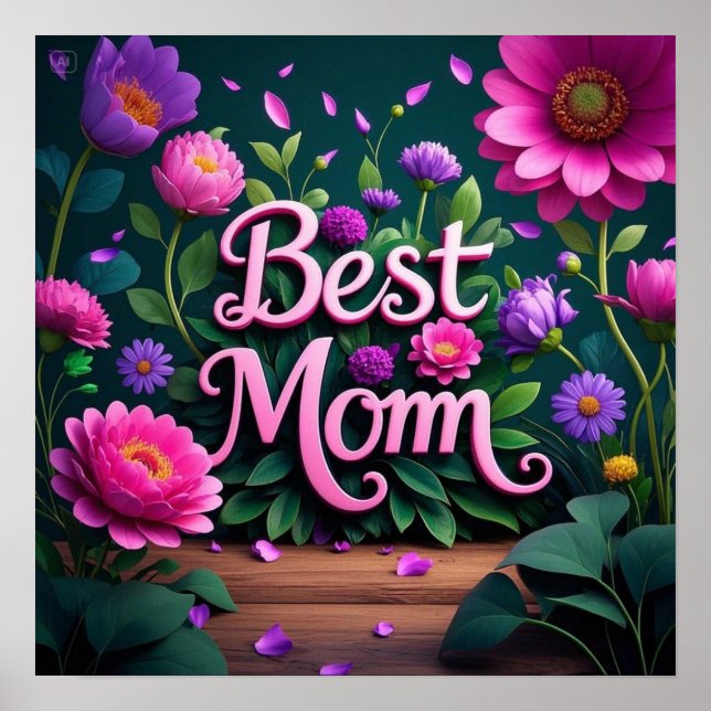 Póster Hermosas y elegantes flores de la mejor mamá (Frente)