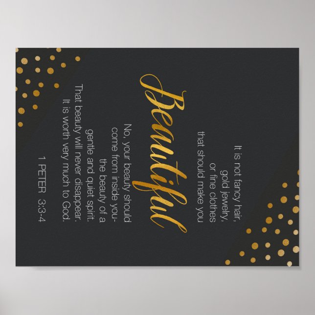 Póster Hermoso, 1 Peter 3 versículo de las escrituras (Frente)