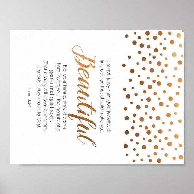 Póster Hermoso, 1 Peter 3 versículo de las escrituras (Frente)