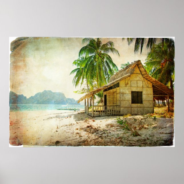 Póster Hermoso afiche de época de 36" x 24", papel (mate) (Frente)