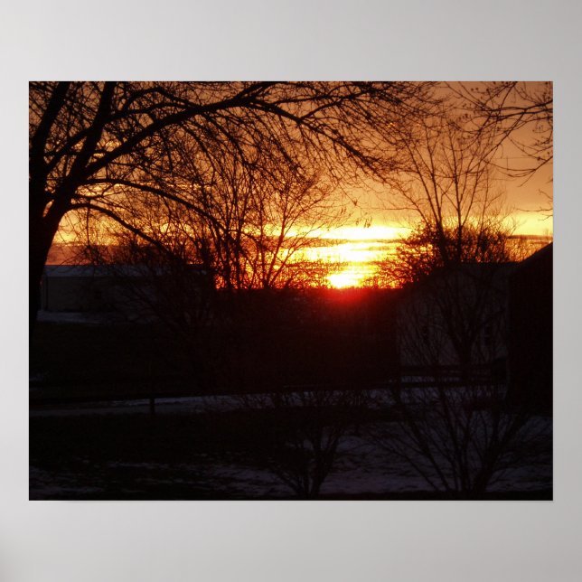 Póster Hermoso amanecer amarillo Naranja en Misuri (Frente)