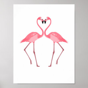 Póster Hermoso amor rosa de los flamencos