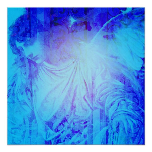 Póster Hermoso Ángel Azul de Protección y Perdón (Anverso)