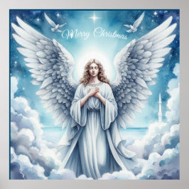 Póster Hermoso Ángel de la Guarda Blanco