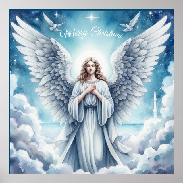 Póster Hermoso Ángel de la Guarda Blanco (Frente)
