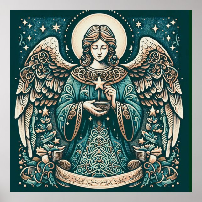 Póster Hermoso Ángel Debajo de las estrellas (Frente)