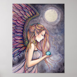Póster Hermoso ángel hada cartel de acuarela