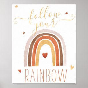Póster Hermoso Aquarela Sigue Tu Arcoíris