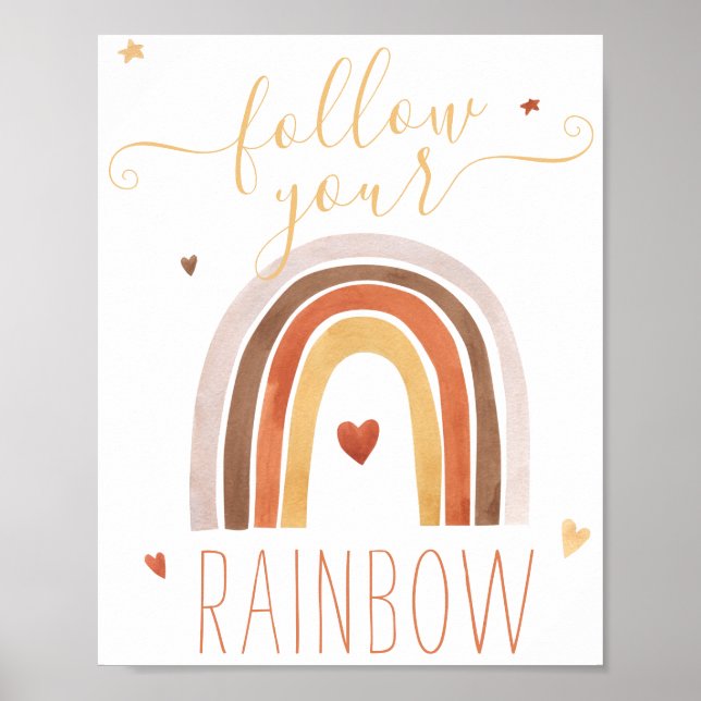Póster Hermoso Aquarela Sigue Tu Arcoíris  (Frente)