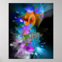 Hermoso árbol colorido Clef Flor deja pintura