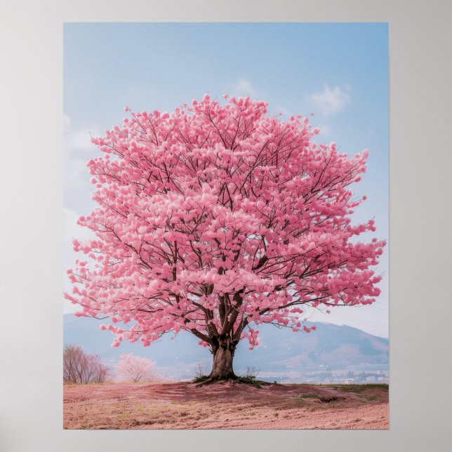 Póster Hermoso árbol de flores de cerezo (Frente)