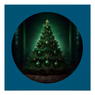Póster Hermoso árbol de Navidad de estilo barroco