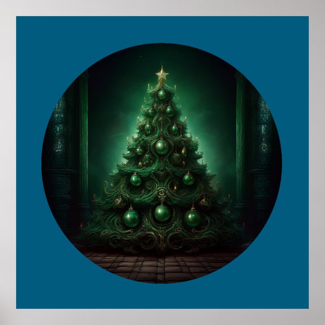 Póster Hermoso árbol de Navidad de estilo barroco (Frente)
