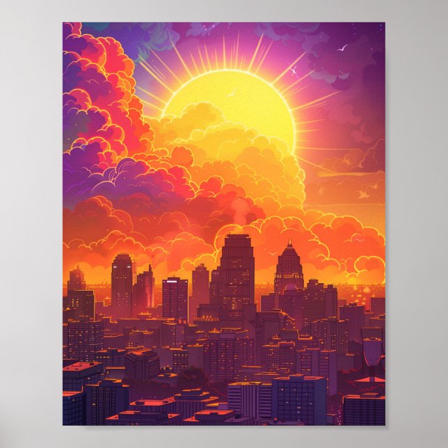 Póster Hermoso atardecer en Kansas City USA (Frente)
