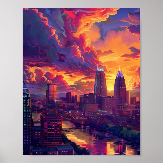 Póster Hermoso atardecer en Nashville TN USA (Frente)
