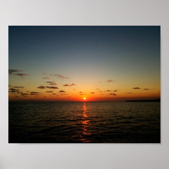 Póster hermoso atardecer océano amarillo naranja rojo (Frente)