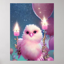Hermoso Ave Fluffy Pink Birday Baby