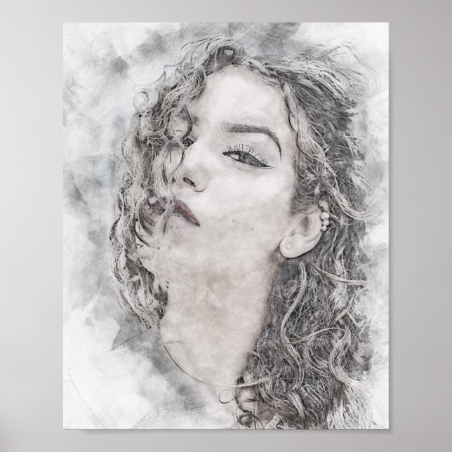 Póster Hermoso boceto chica (Frente)