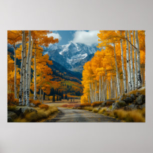Póster Hermoso bosque Birch de Papel Dorado