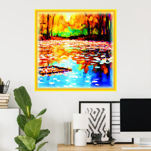 Póster Hermoso bosque Naranja de colores vivos. ¡Hazte co