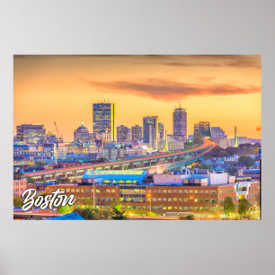 Póster Hermoso Boston, Massachusetts, Estados Unidos