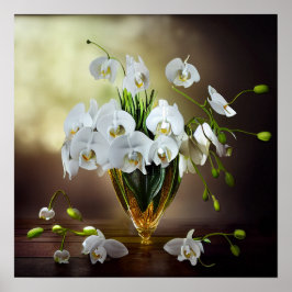 Póster Hermoso Bouquet Floral de orquídeas blancas