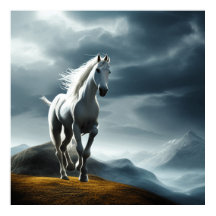 Hermoso caballo blanco salvaje en las montañas